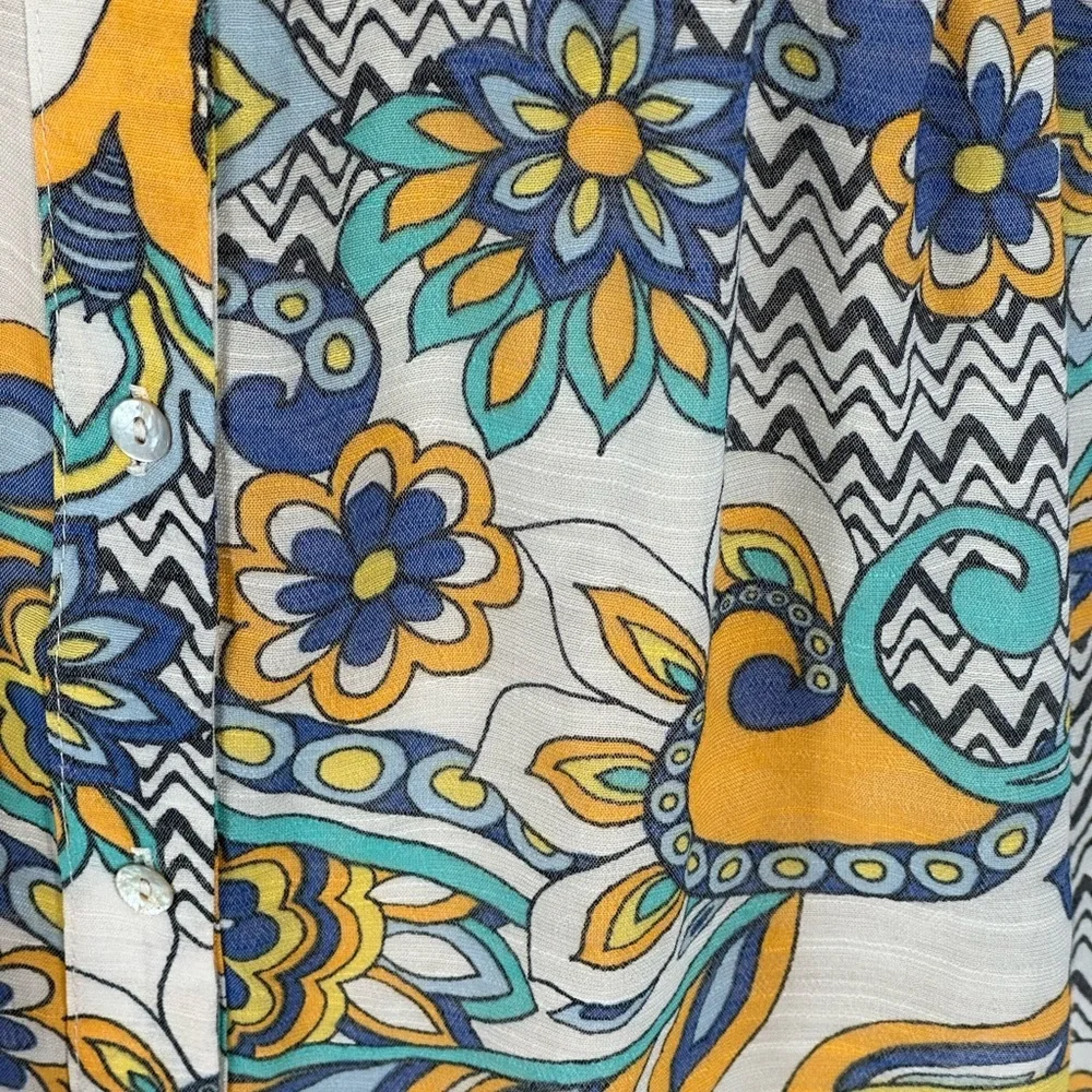 Ninety Clothing Co Short Sleeve Collared Floral Paisley Print Blouse - Small - Picture 5 of 9